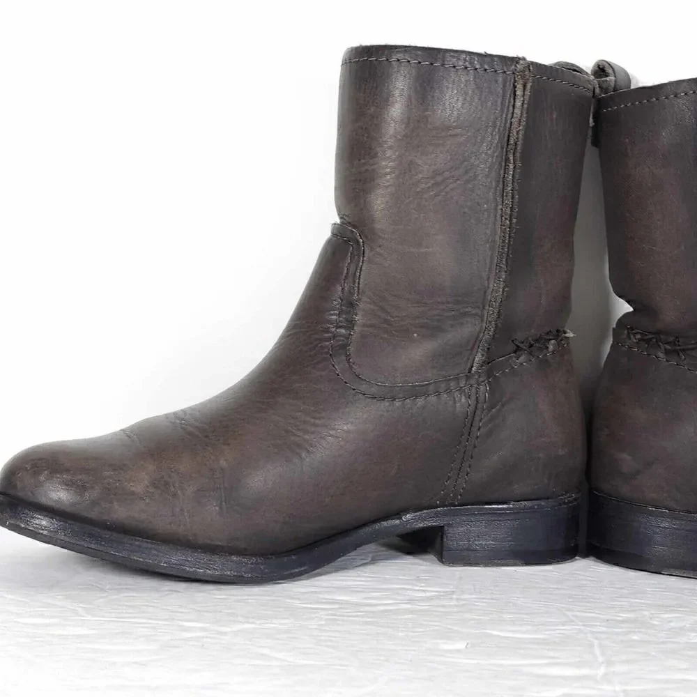 Frye Women's Melissa Slouch Short US 5,5 Brown Leather Pull On Ankle Boots